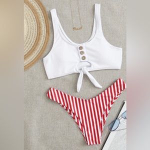 Size small swimsuit red striped